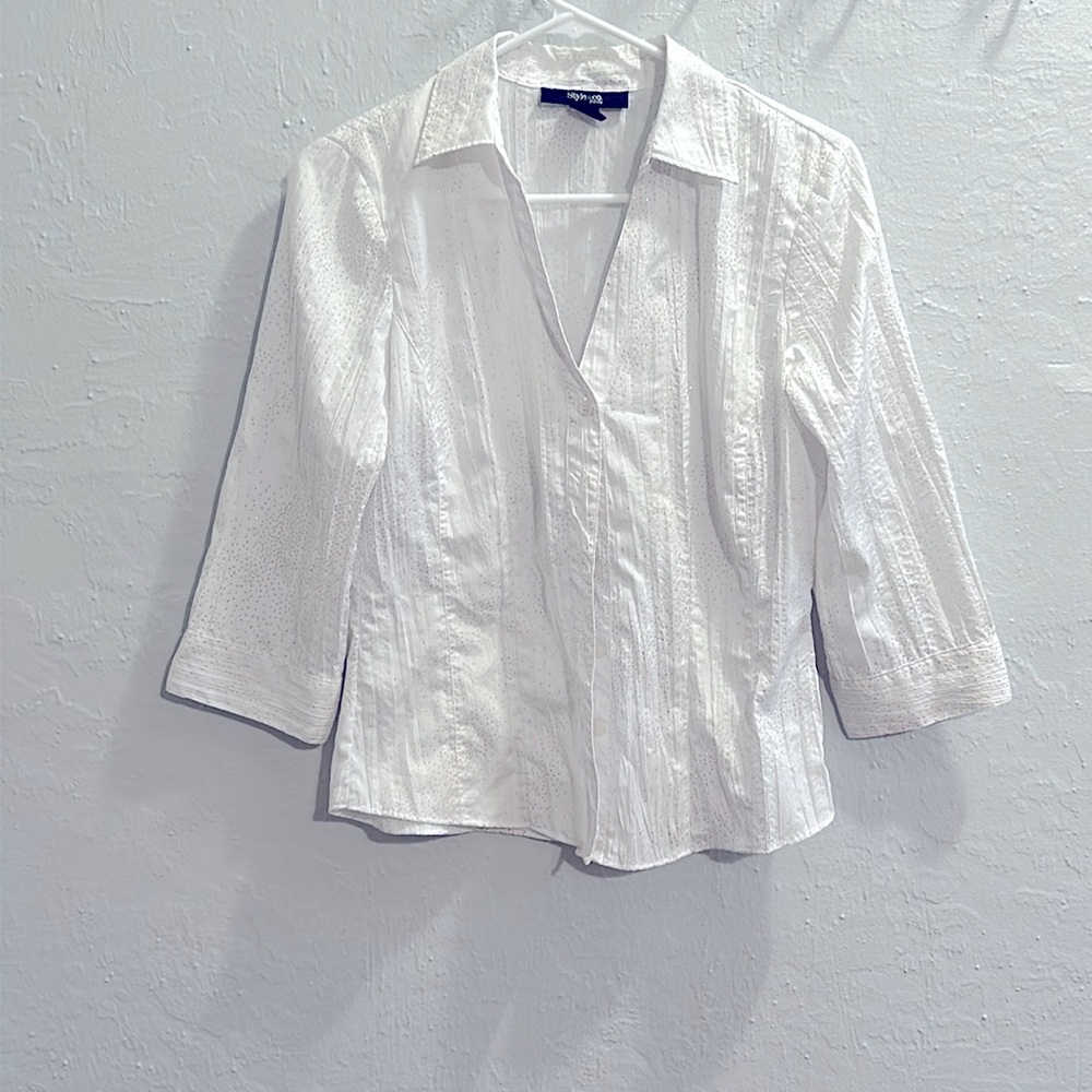 Style & Co Petite Women’s 3/4 White Blouse - 8P